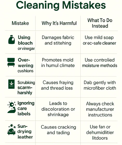 Avoid sofa cleaning mistakes – trust Malaysia Cleaner Services for safe, professional care